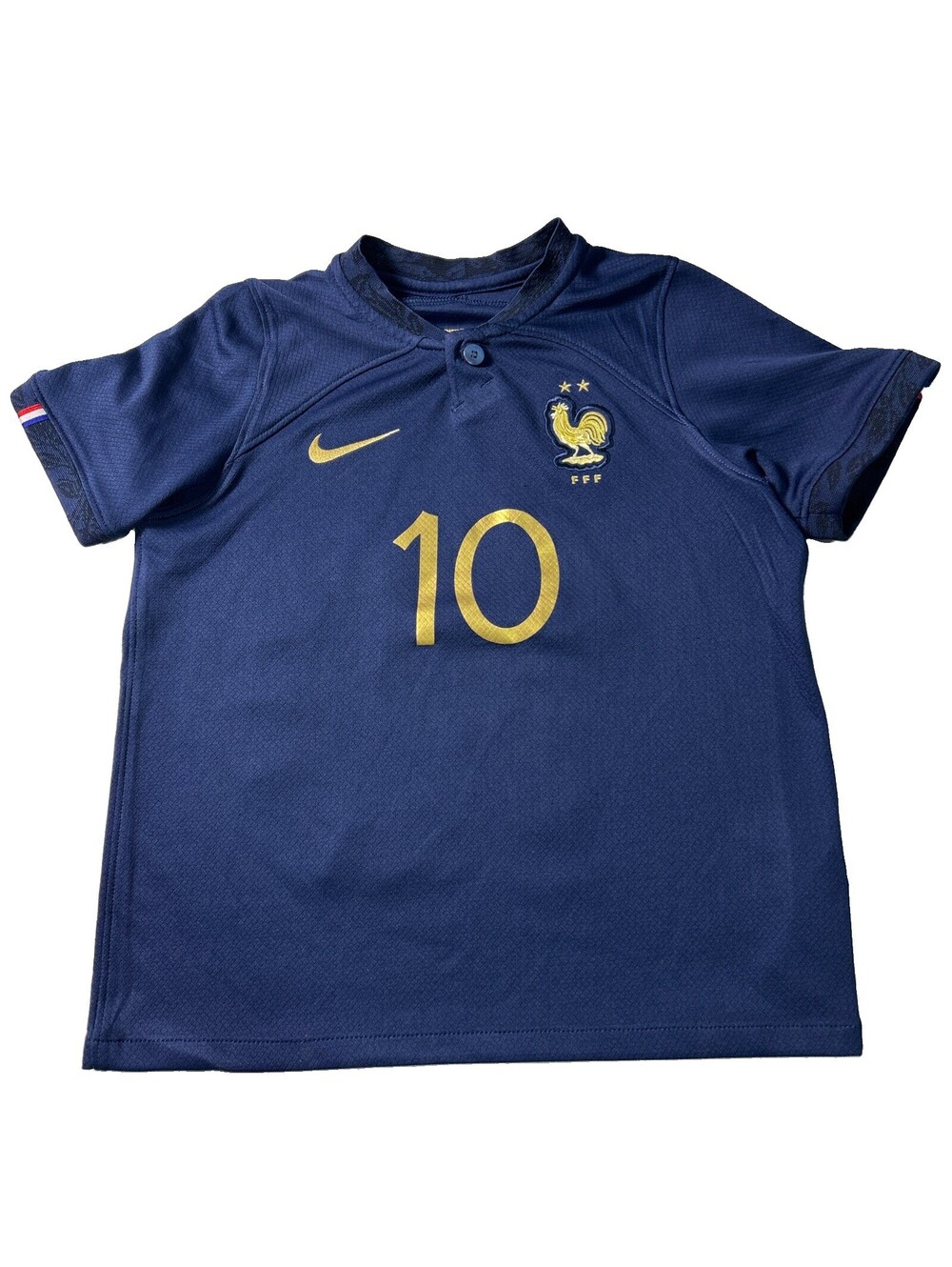 Nike Kids Navy Blue and Gold France #10 Soccer Jersey